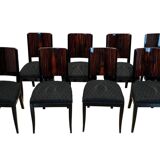French Art Deco Expandable Dining Room Set, 1930, Set of 9