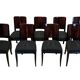 French Art Deco Expandable Dining Room Set, 1930, Set of 9