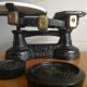 Antique Cast Iron Kitchen Scales With Ceramic Tray And Weights