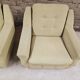 Pair of vintage 70's green fabric armchairs