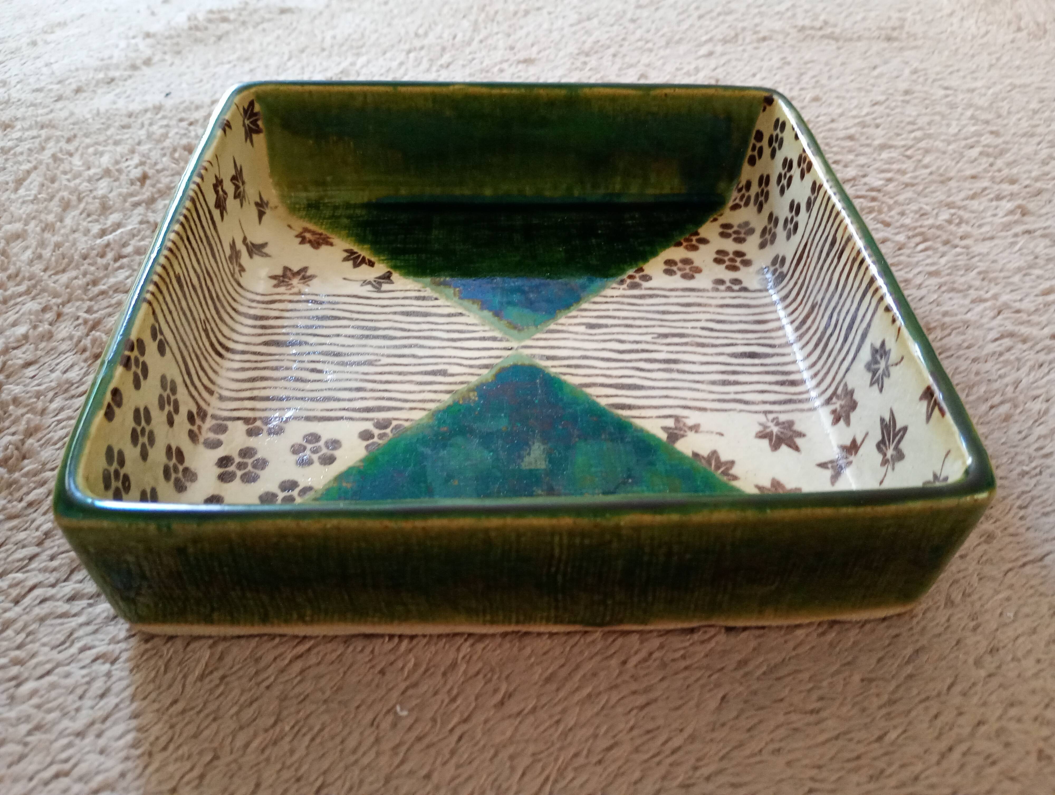 square dish in handcrafted Japanese ceramic.