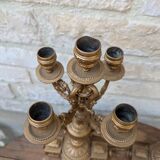 Pair of metal candelabra candle holders with 5 branches, 41cm