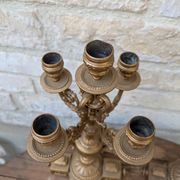 Pair of metal candelabra candle holders with 5 branches, 41cm