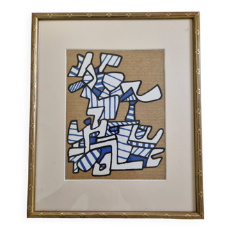 Screenprint after Jean Dubuffet framed under glass 27 cm by 32 cm
