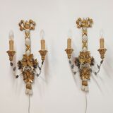 Polychrome beech wood sconces. Spain 1900