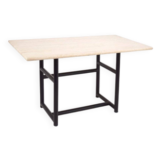 Metal and travertine work table, 1980s