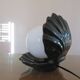 Black ceramic shell lamp and white opaline ball 1970