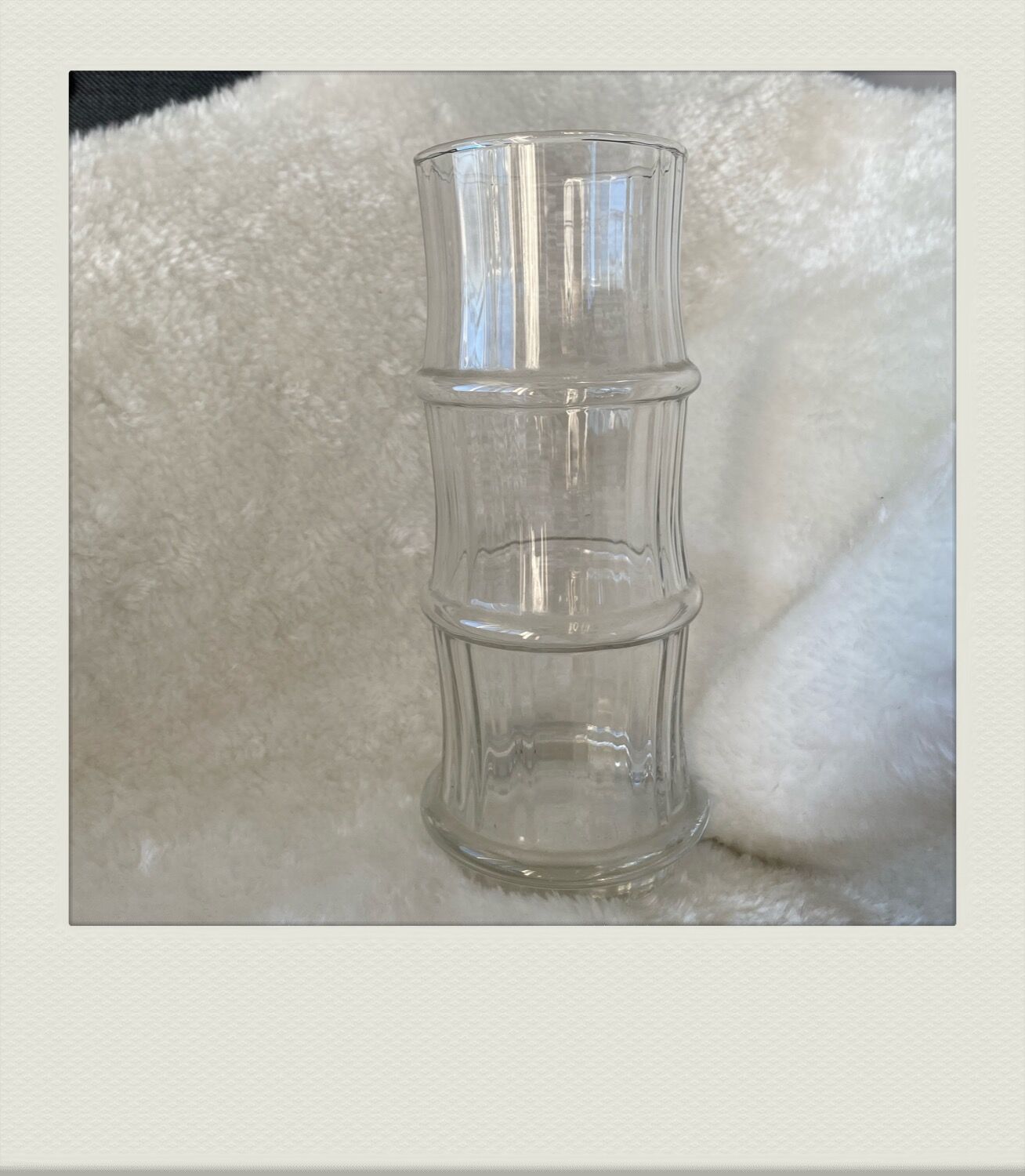 Vintage bamboo-shaped glass vase