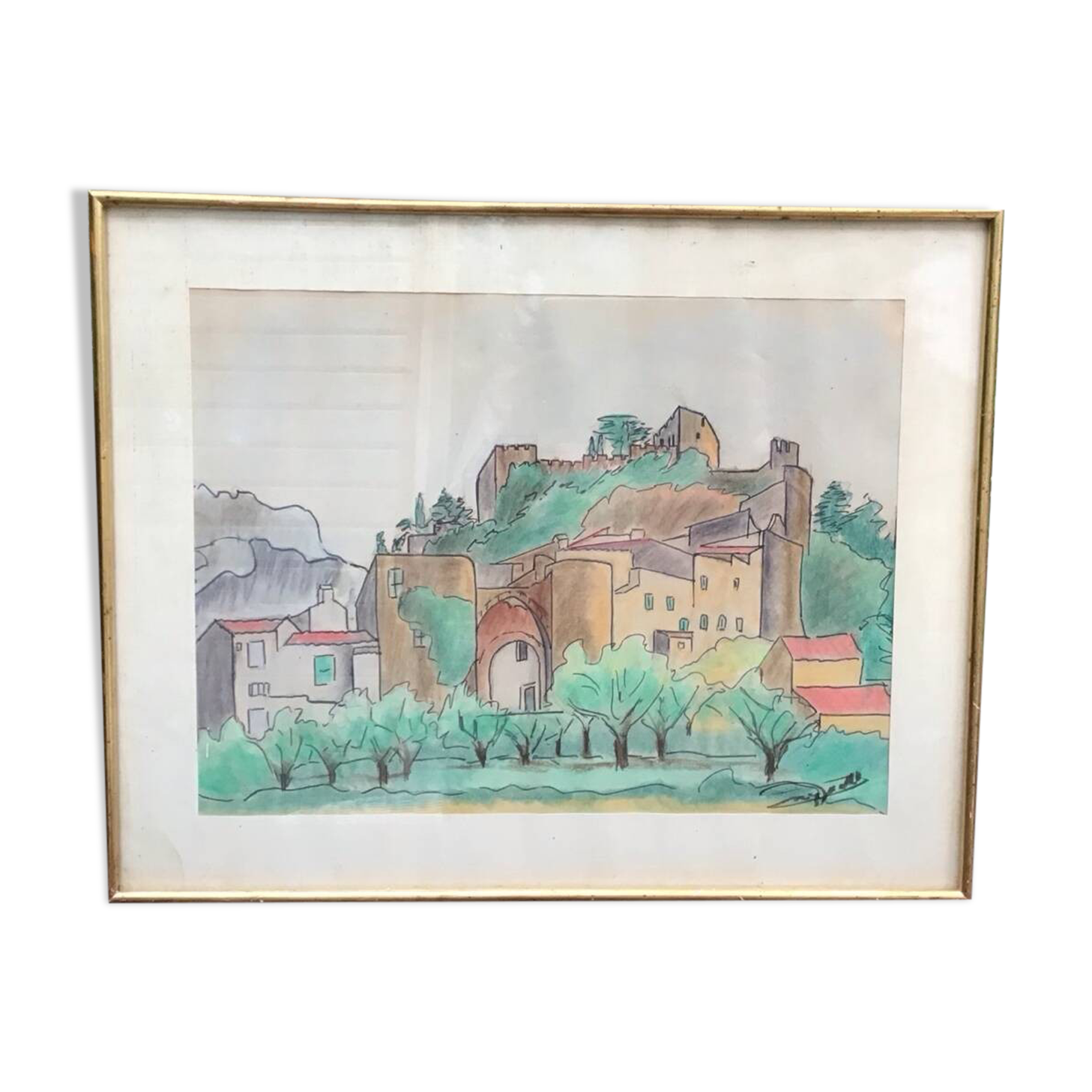 Fortified village painting