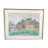 Fortified village painting