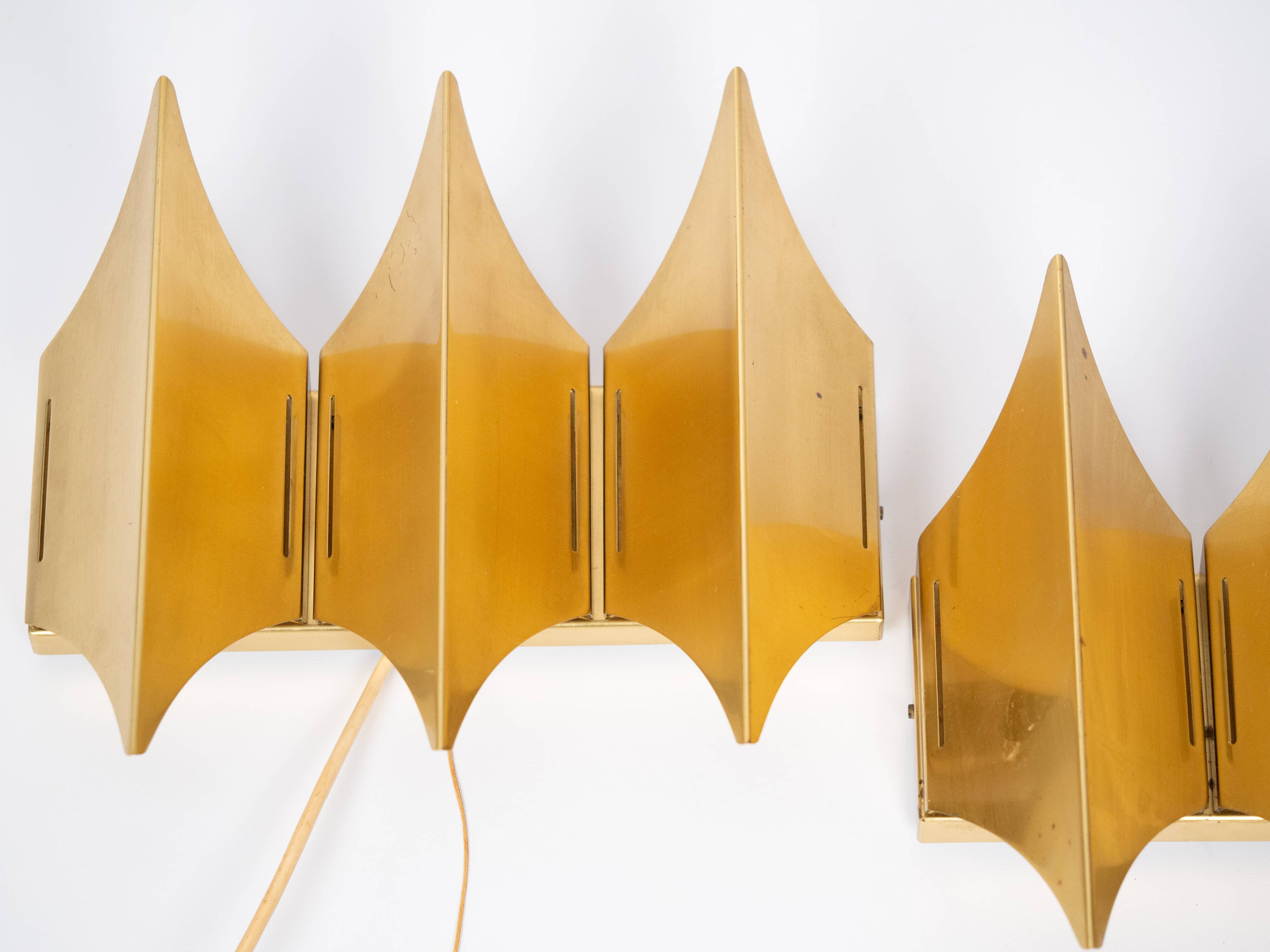 Paire de 2 appliques danoises Gothic 3 par Bent Karlby, Lyfa, années 1960