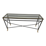 Console neo-classique laquée noir et laiton