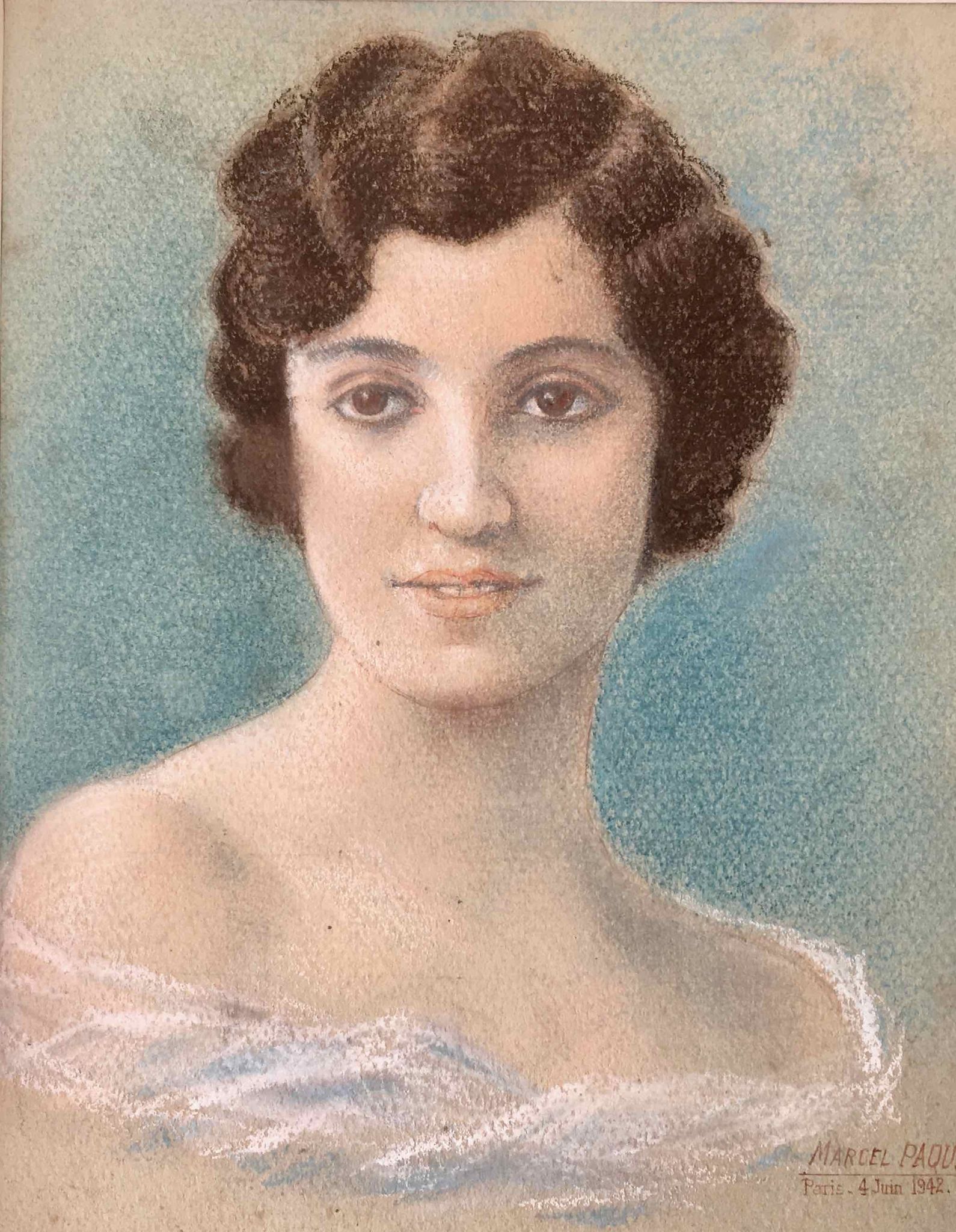 Portrait hommage de 1942 au pastel