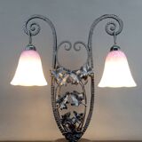 Important Wrought Iron Double-Headed Lamp by Schneider, Art Deco, c. 1920