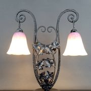Important Wrought Iron Double-Headed Lamp by Schneider, Art Deco, c. 1920