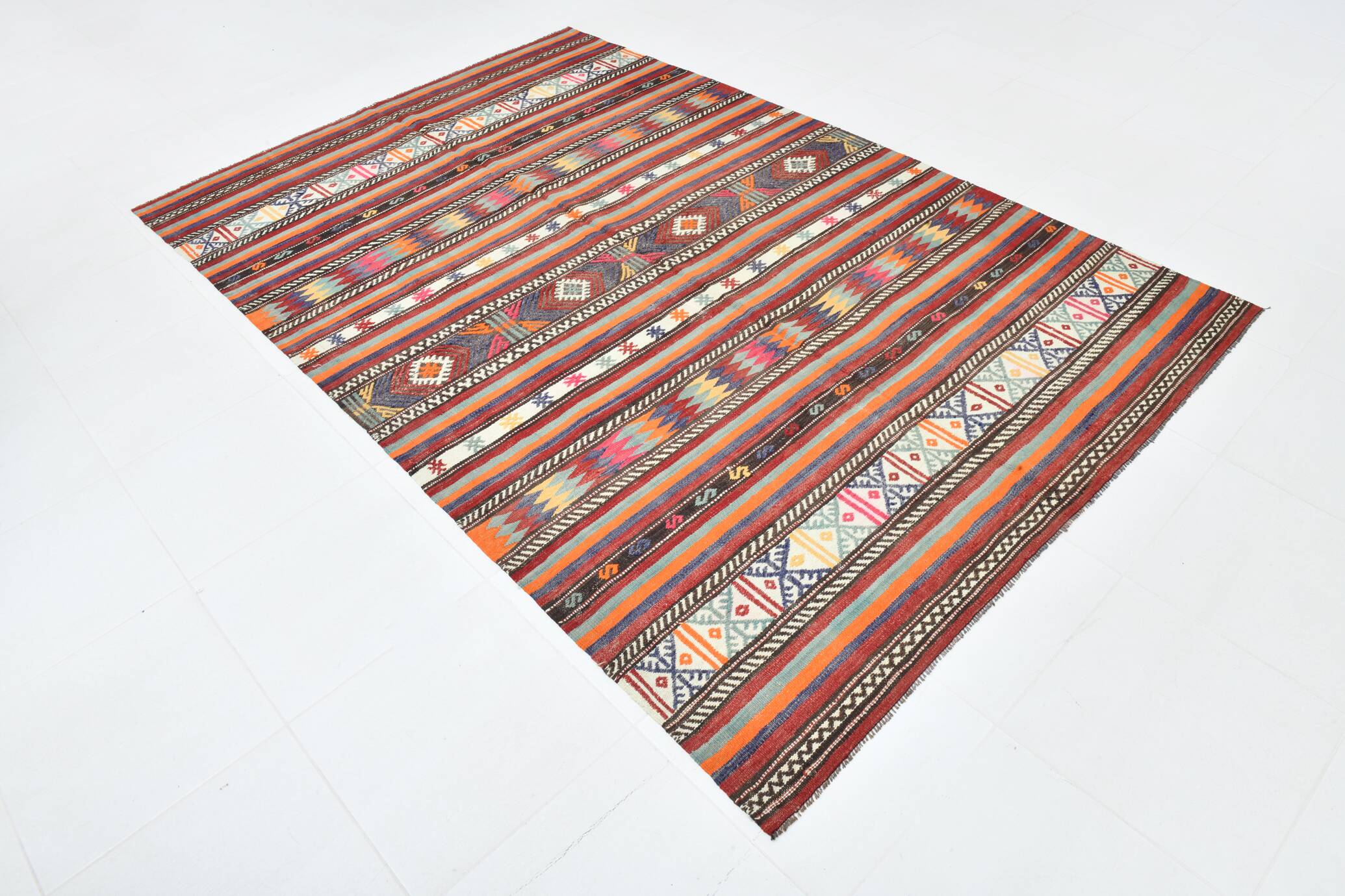 6x8 Area Kilim Rug,Turkish Wool Rug,Antique Rug,169x257 Cm