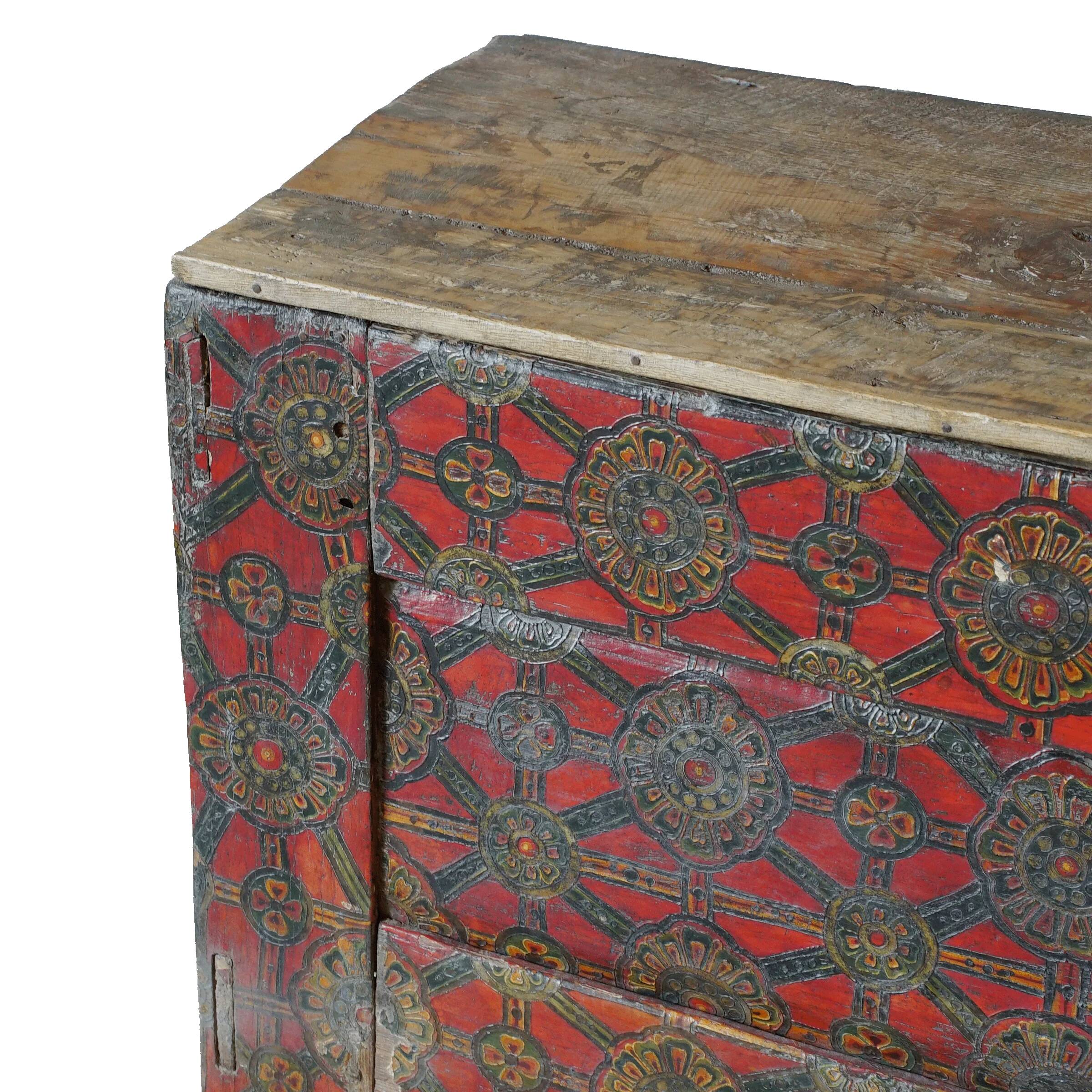 Nyemo - Ancient painted Tibetan chest