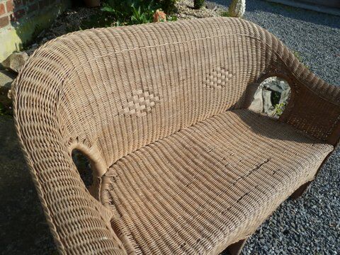Bench 2 seats wicker