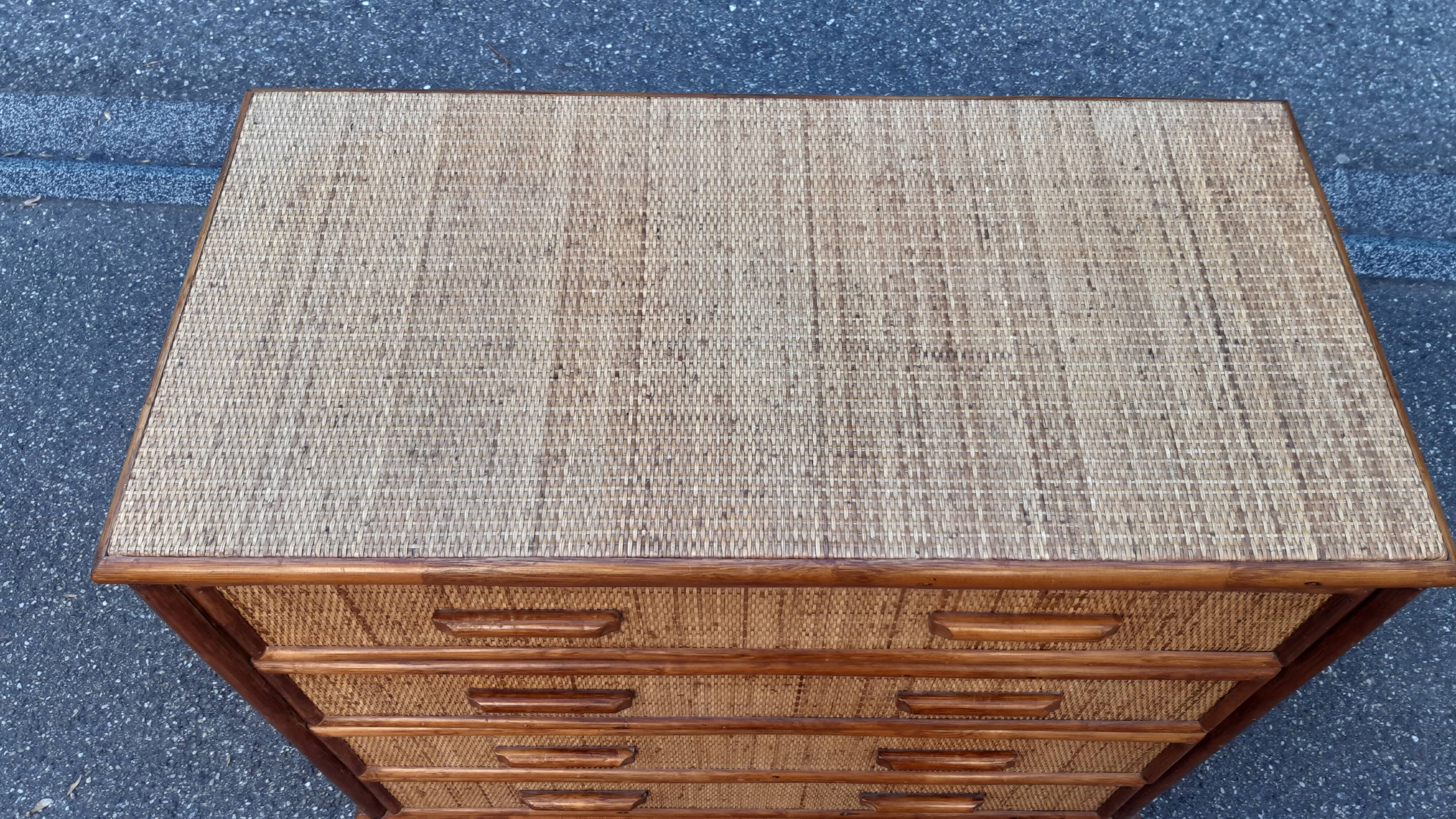 Commode osier et bambou