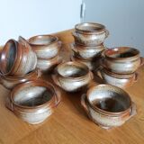 Soup bowls and cups in Puisaye stoneware by Jean-Pierre Prud'homme