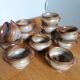 Soup bowls and cups in Puisaye stoneware by Jean-Pierre Prud'homme