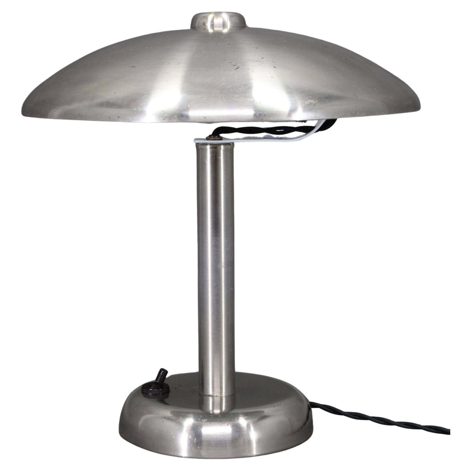 1930s Art Deco Nickel Mushroom Table Lamp Europe