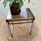 Table d'appoint en métal et plexiglas fumé vintage 70