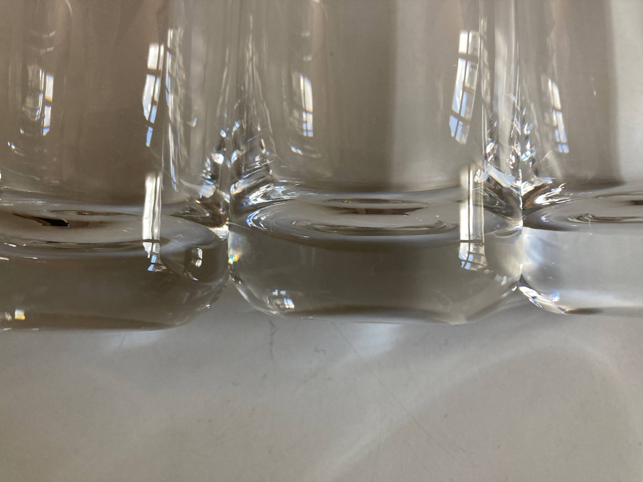 Set of 6 1970 Scandinavian crystal goblet glasses