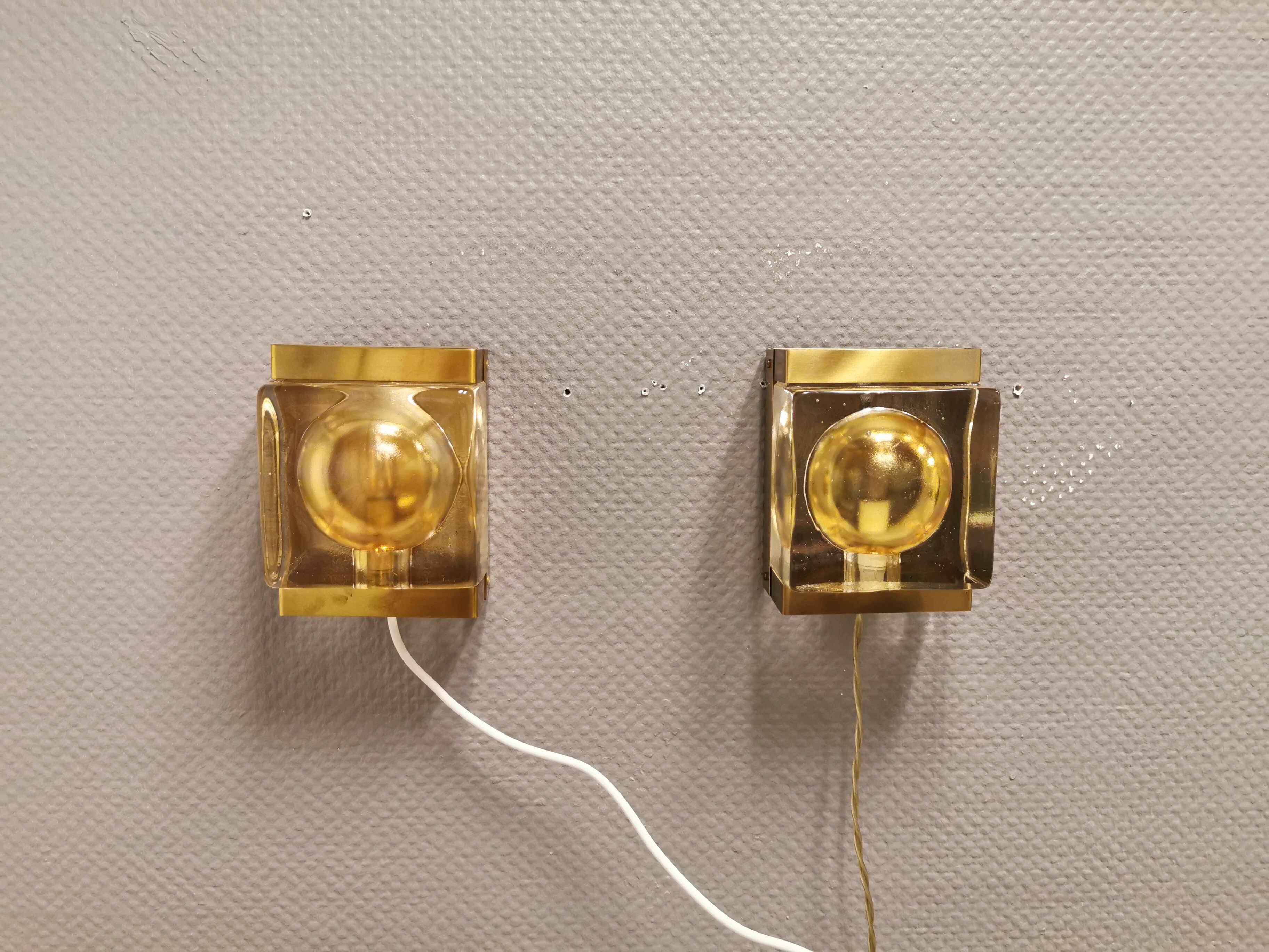 Pair of maritime wall lamps made by Danish Vitrika in the 1960s