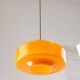Mid-Century Italian Orange Glass & Brass Pendant Lamp