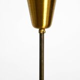 Mid Century brass ceiling lamp with a curved perforated sheet lampshade