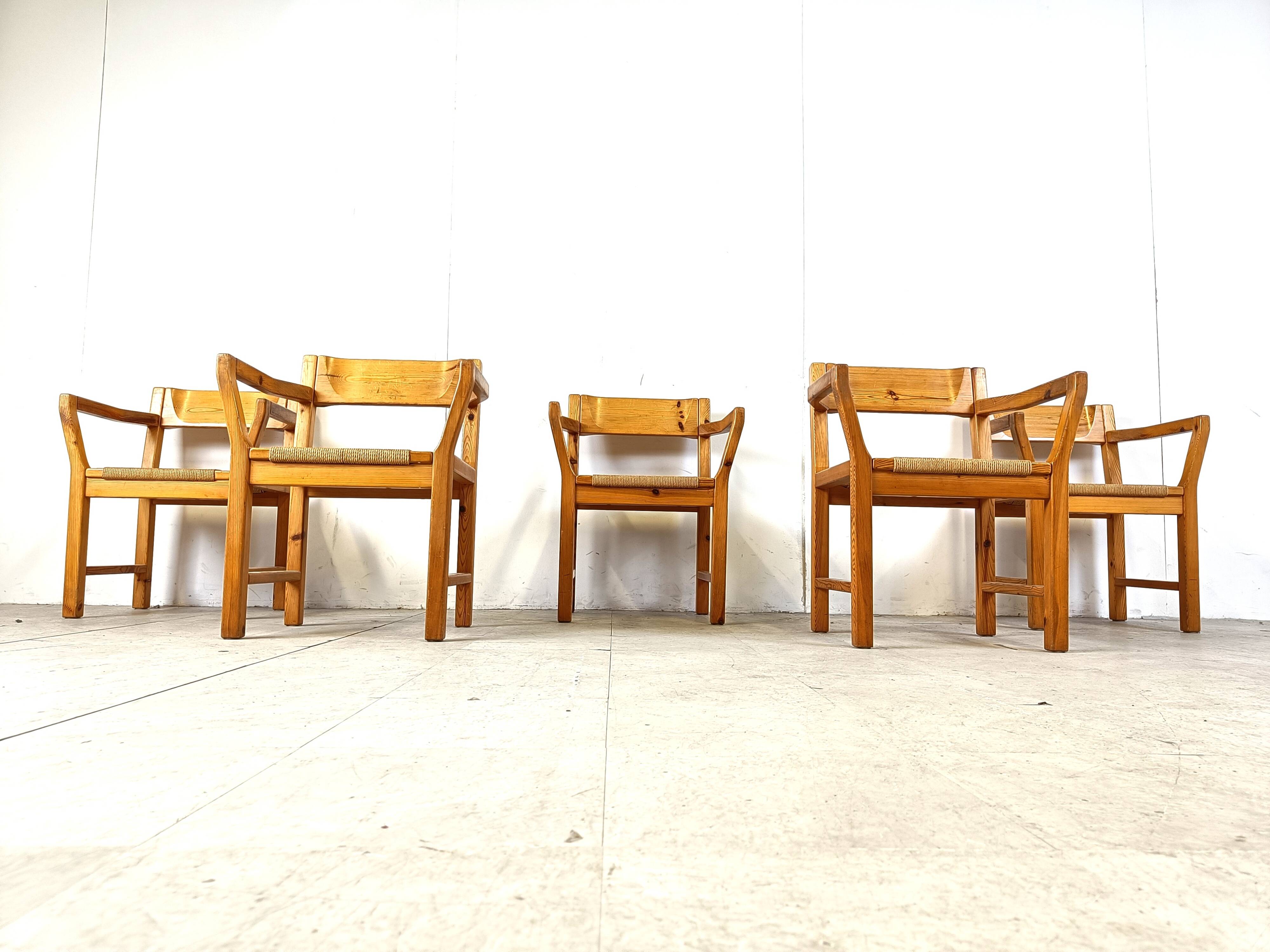 Vintage scandinavian pine wood dining chairs, 1960s by GM Mobler