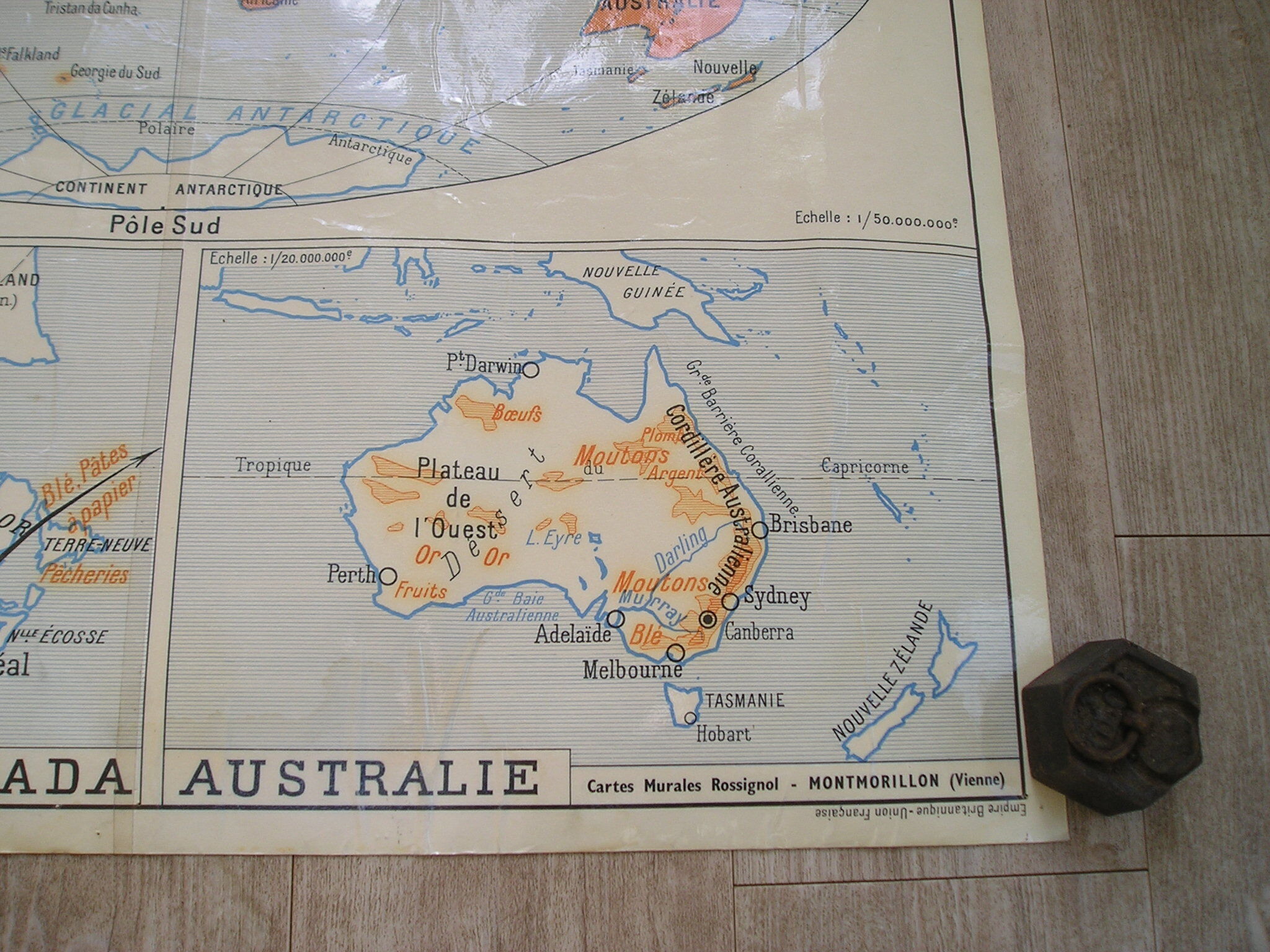 Rossignol wall school map: British Empire, French Union