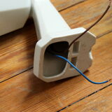 Applique murale col de cygne porcelaine, tulipe en verre opaline