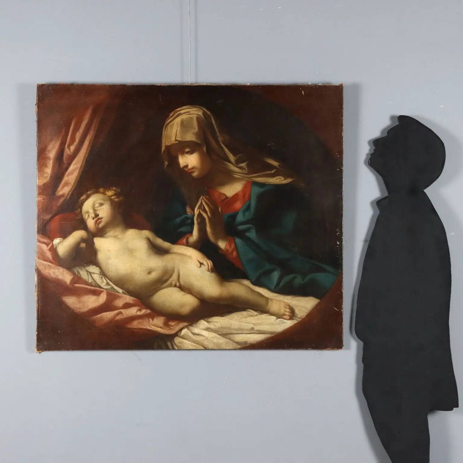 Ancient painting of the Virgin Mary, copy after Guido Reni, 18th century.