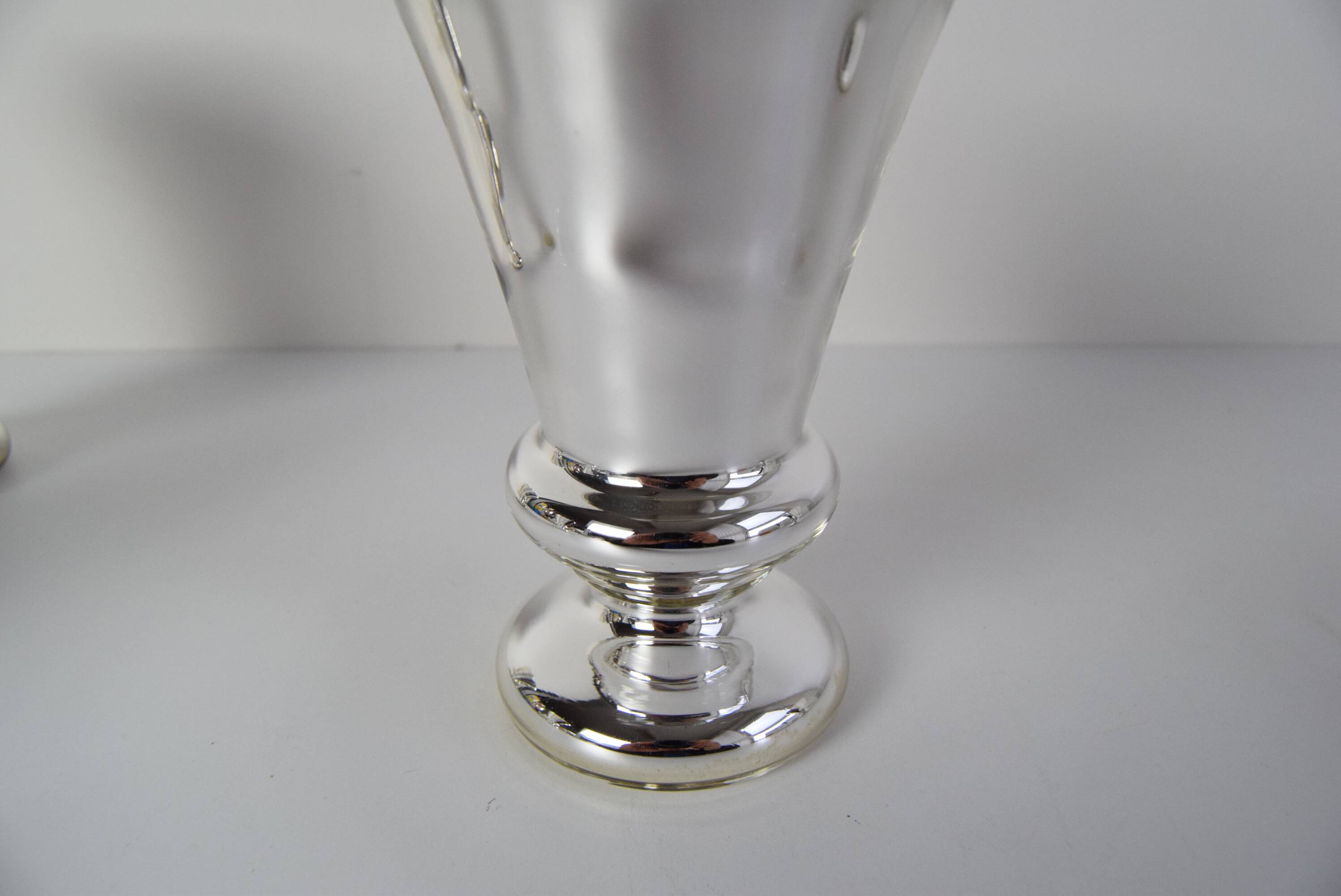 Set of six Amalgam Glass Goblets, Biedermeier, Peasant Silver, Circa 1860's.