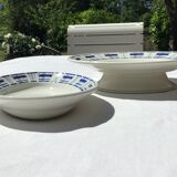 St Amand cup and ramekin blue stripes