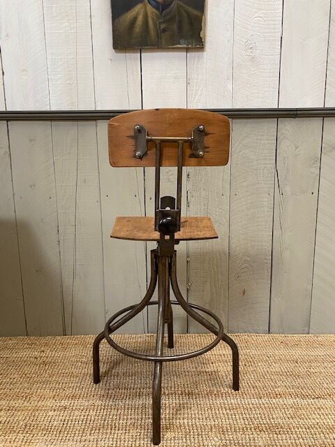 Old industrial chair wood and metal