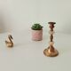 Antique brass and alabaster candlestick