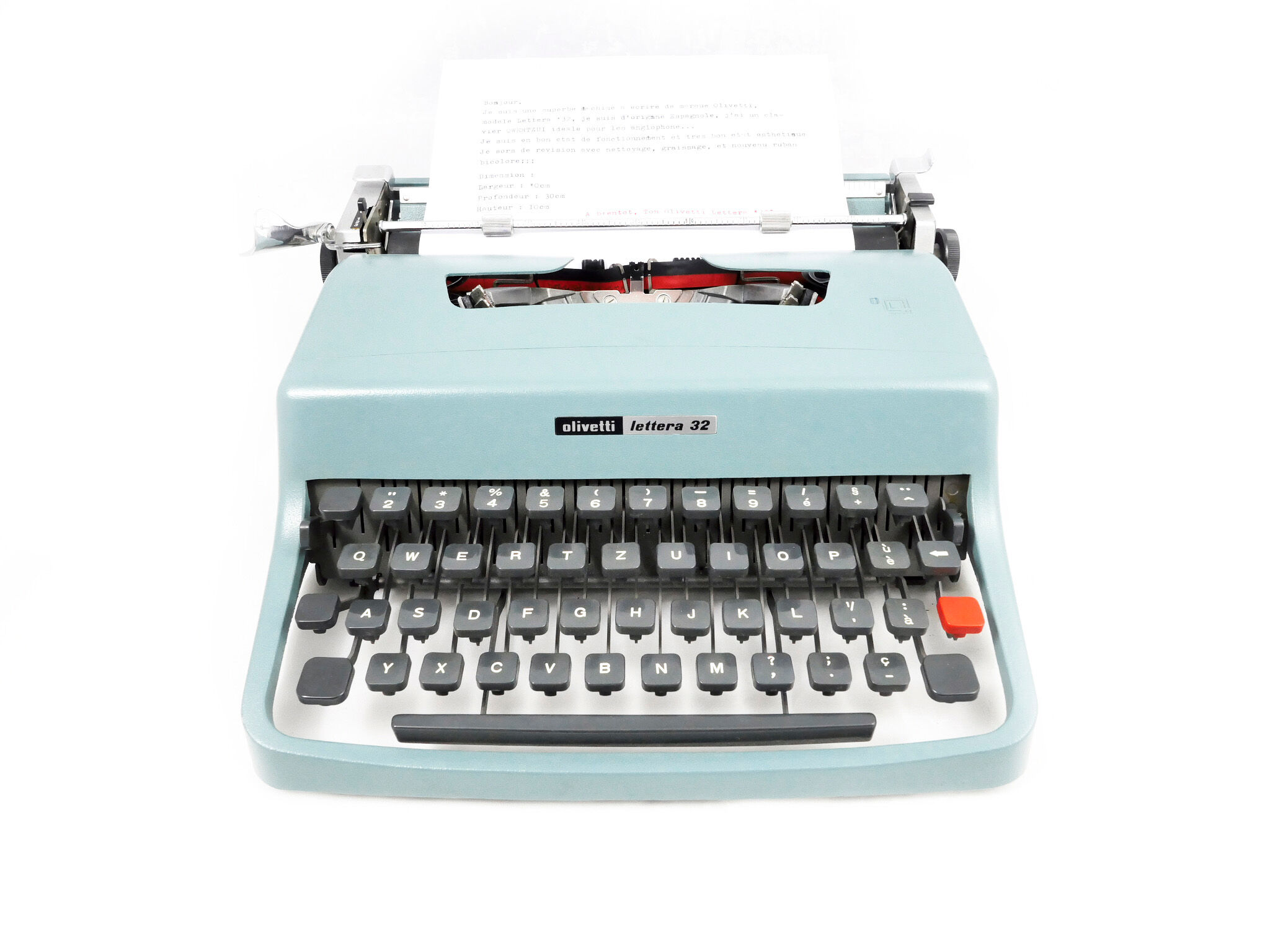 Olivetti Lettera 32 blue pastel Qwerty English
