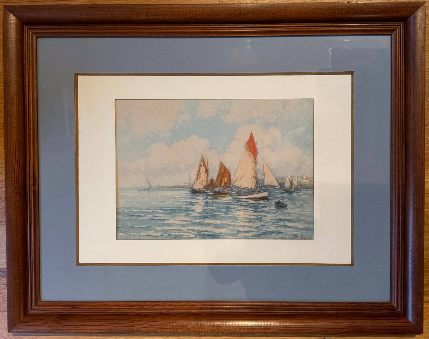 Old painting, Marine, signed and dated 1900