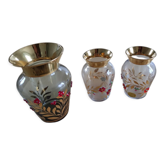 3 vases plaqués or