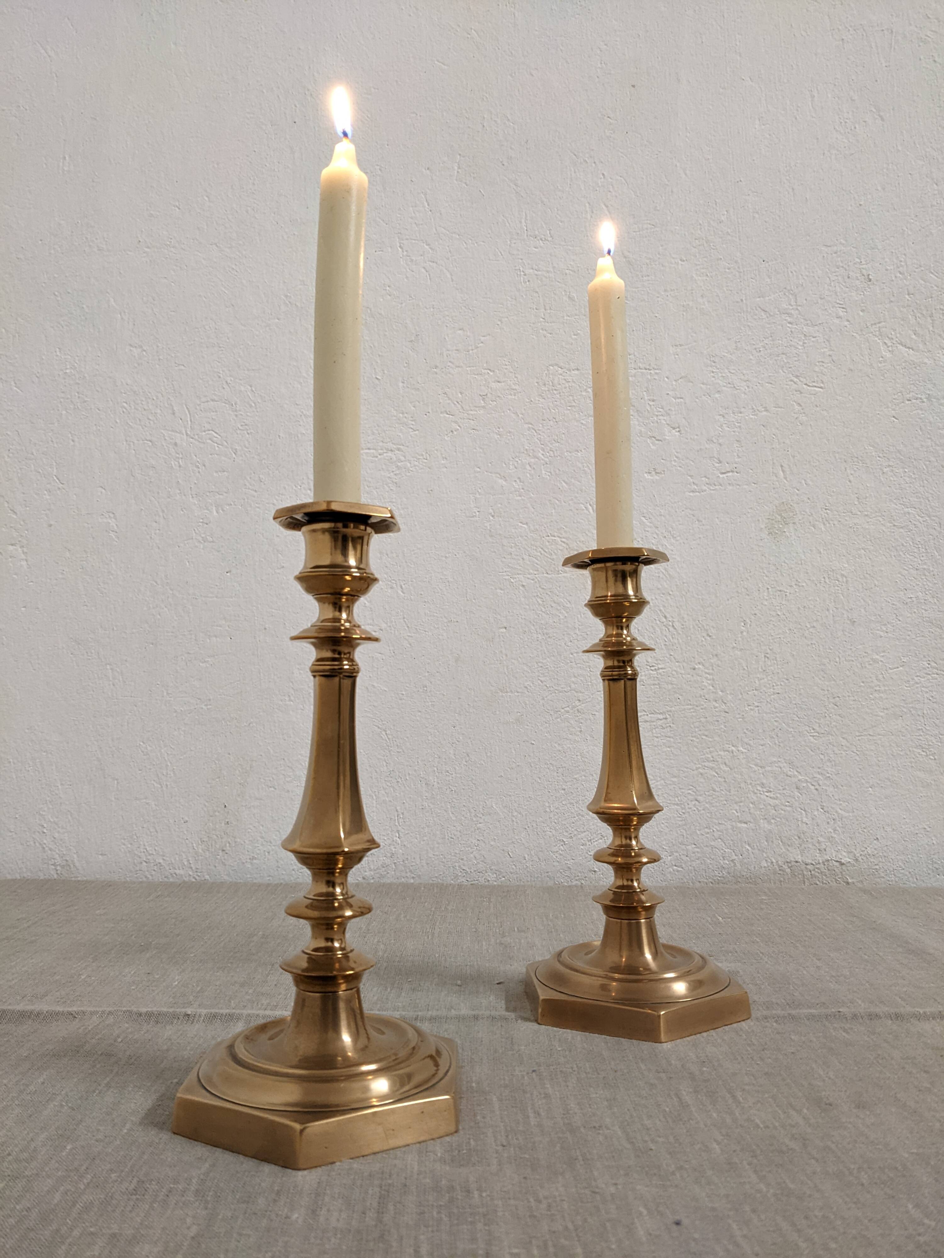 Pair of bronze candlesticks, France late 19th century.