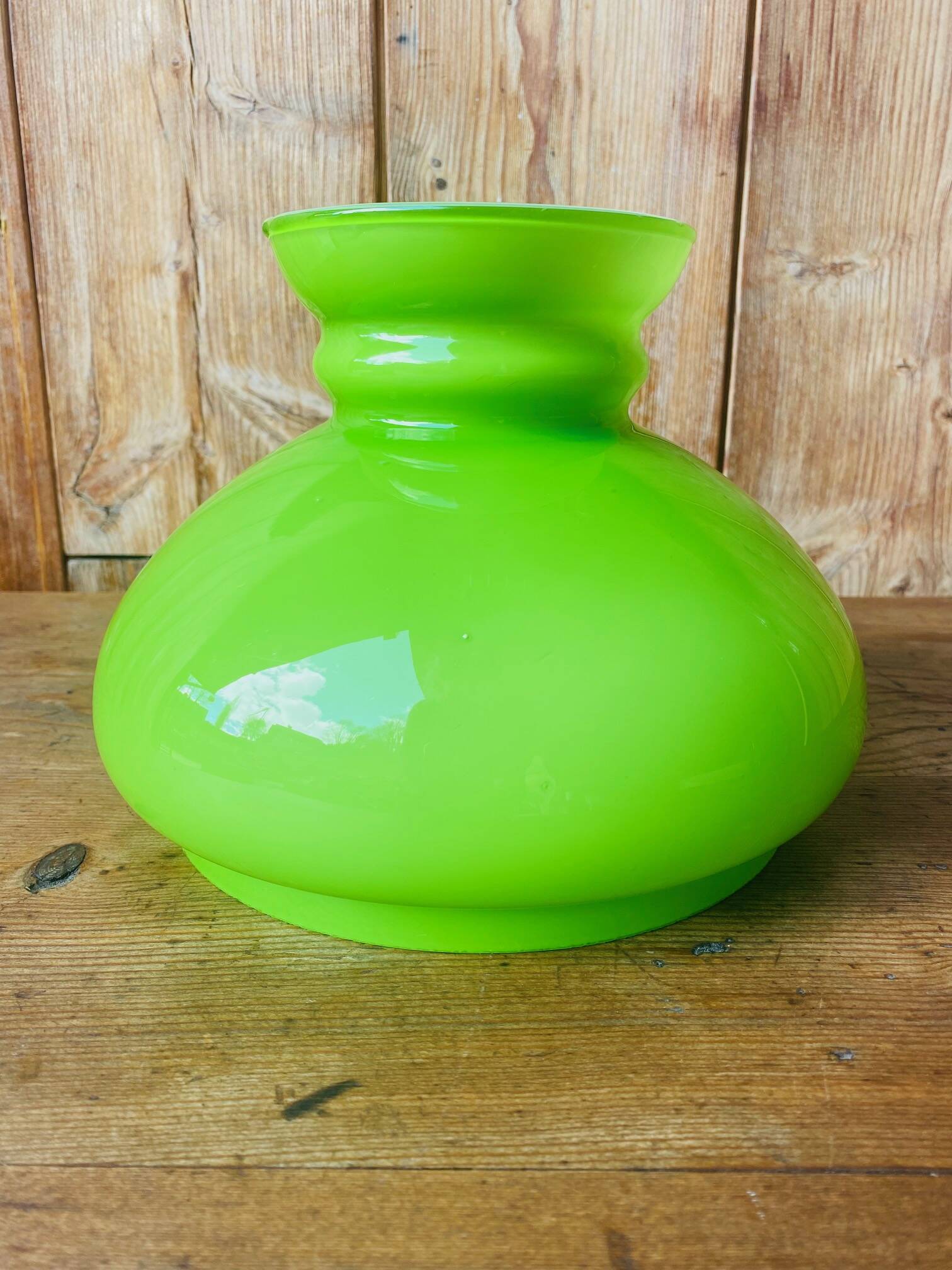 Green and white opaline lampshade from the 70s.