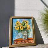 Painting bouquet of sunflowers oil on canvas