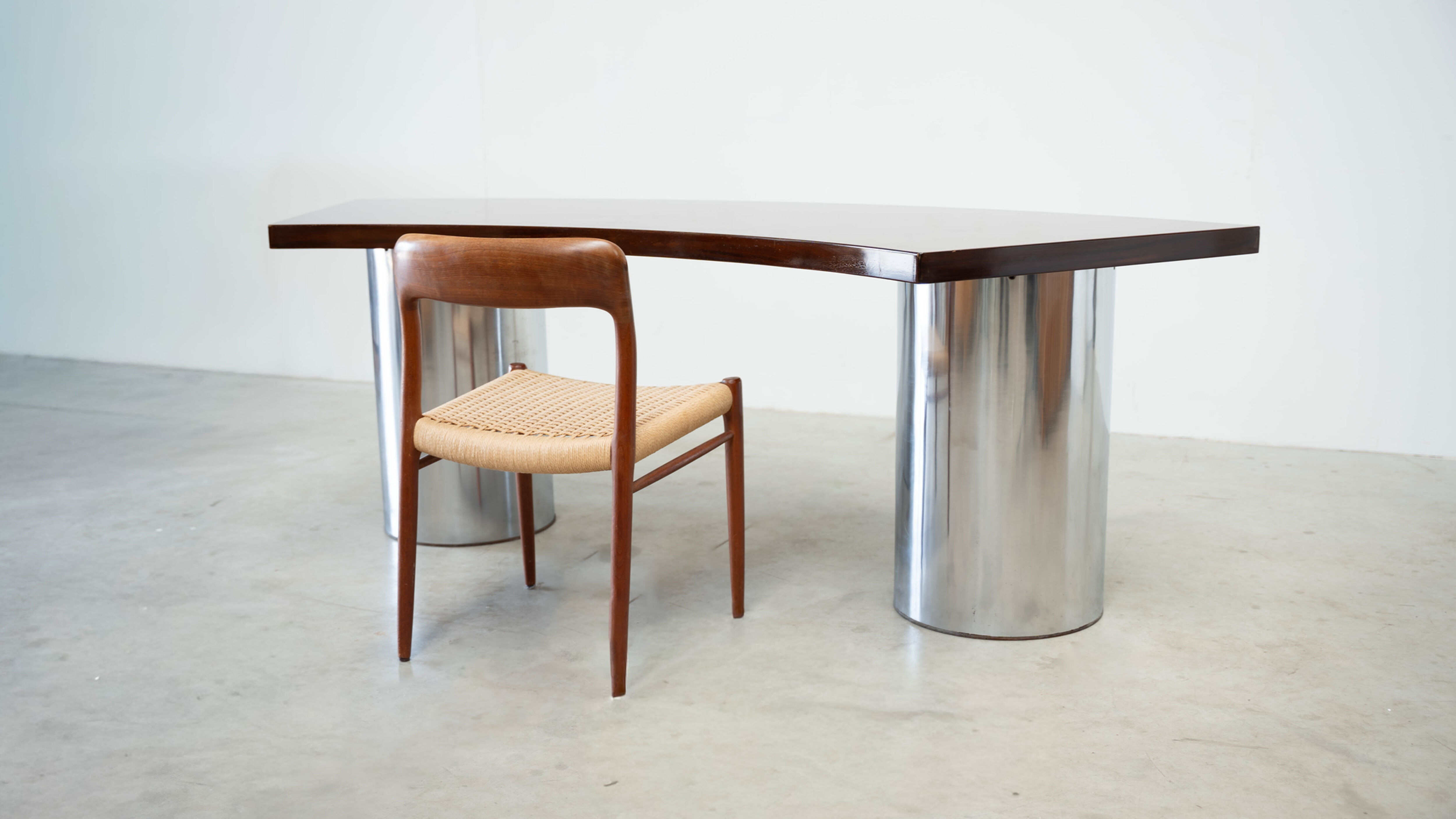 Italian walnut and chrome desk