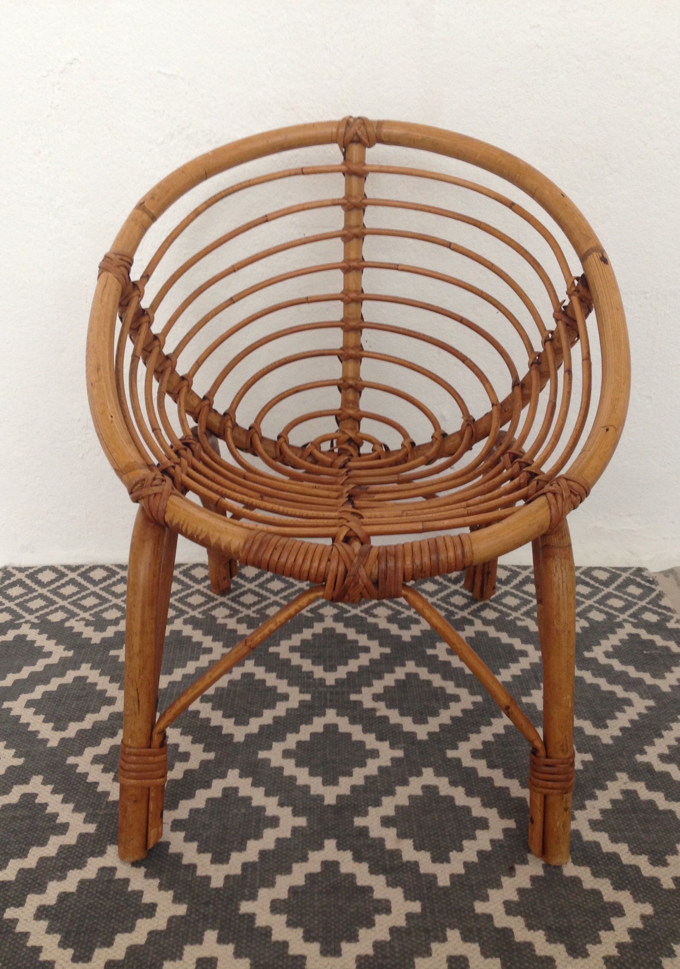 Vintage rattan basket armchair