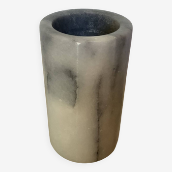 Gray white marble scroll vase