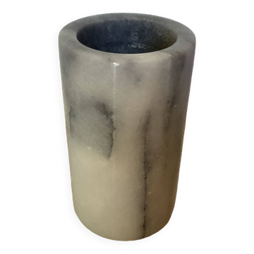 Vase rouleau en marbre blanc gris