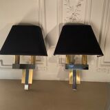 Pair of brass and chrome sconces
